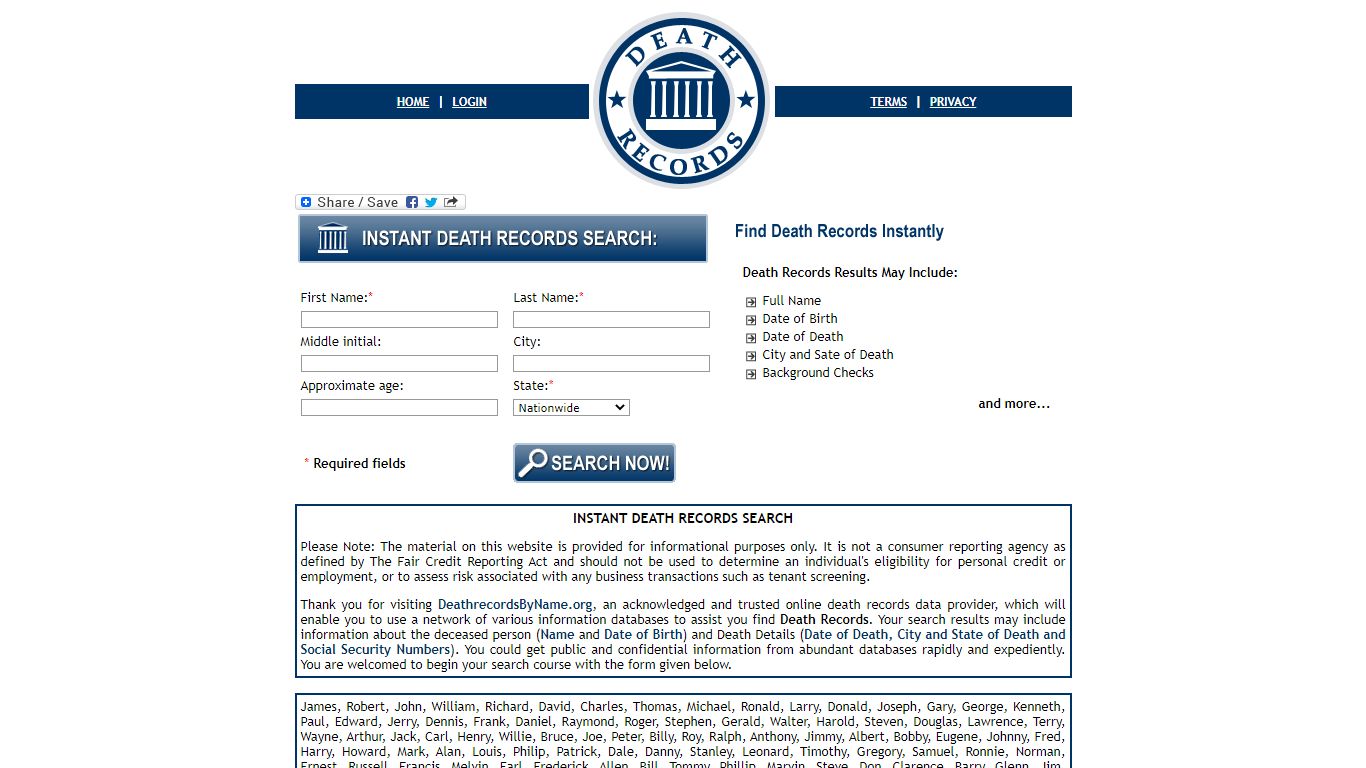 Death Records - Death Records Search Online By Name